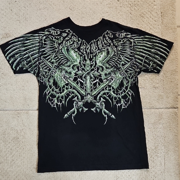 Affliction Toxic Wrath Tee - Black and Green Size Medium - Picture 3 of 8